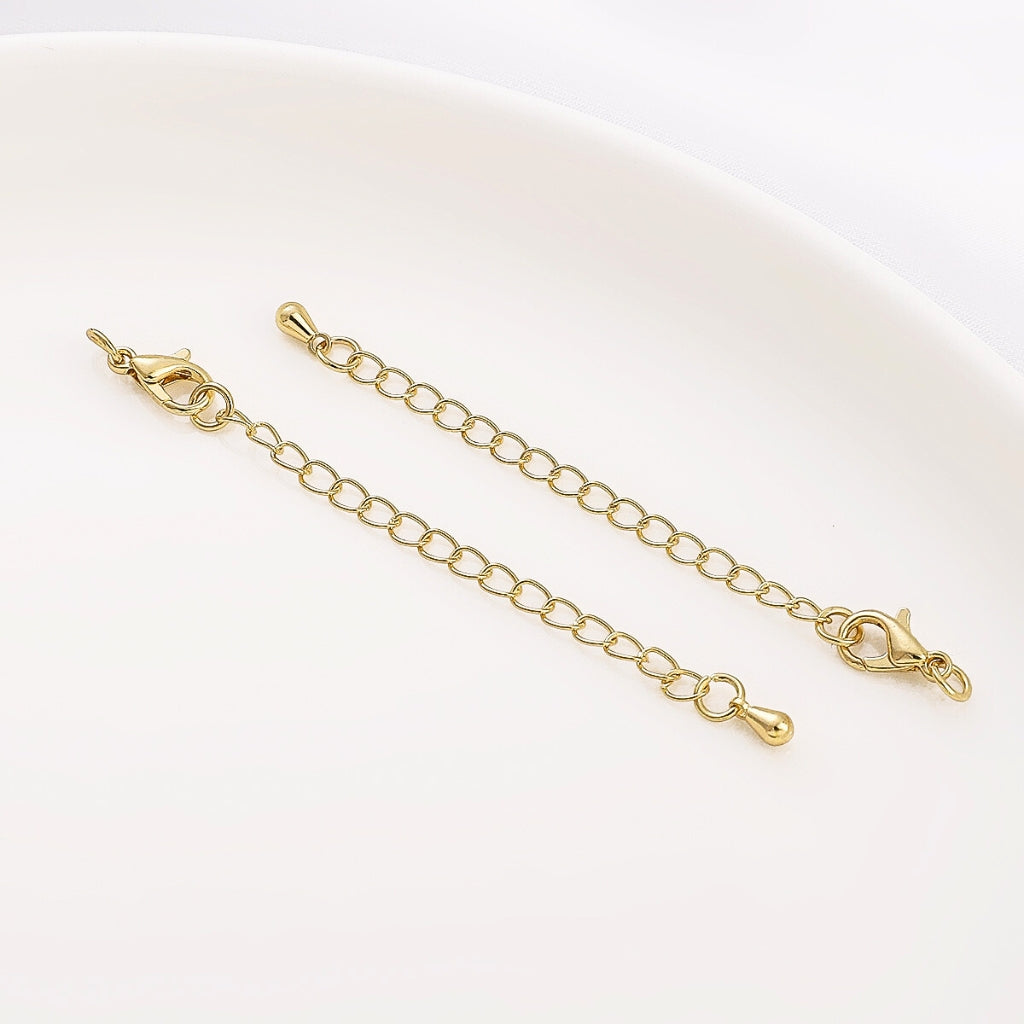 GOLD-FINISHED BRASS LOBSTER CLASP WITH EXTENDER CHAIN